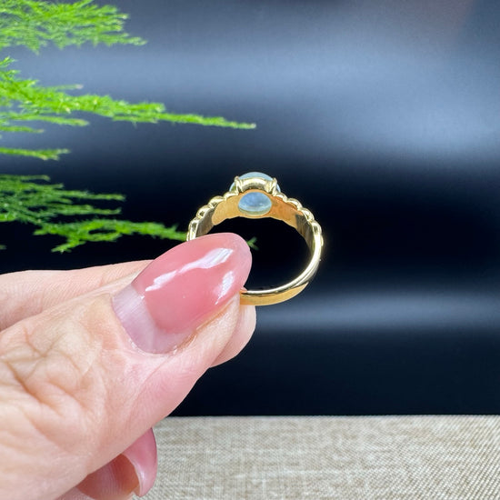 RealJade® "Signature Signet" 18K Yellow Gold Icy Jadeite Jade Diamonds Ring