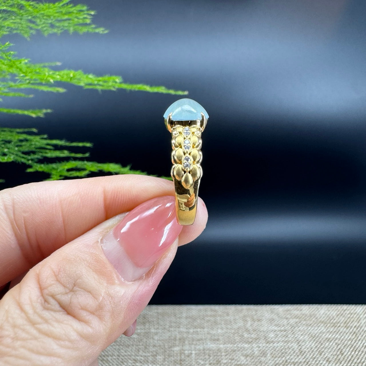 RealJade® "Signature Signet" 18K Yellow Gold Icy Jadeite Jade Diamonds Ring