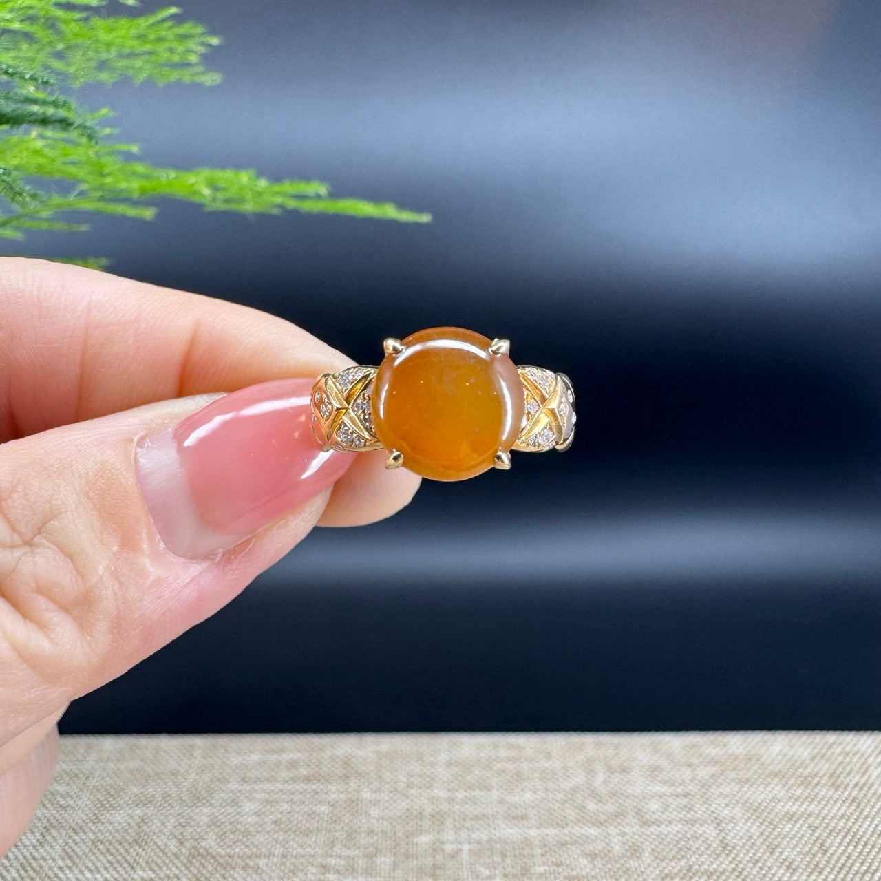 RealJade® "Signature Signet" 18K Yellow Gold Honey Yellow Jadeite Jade Classic Ring