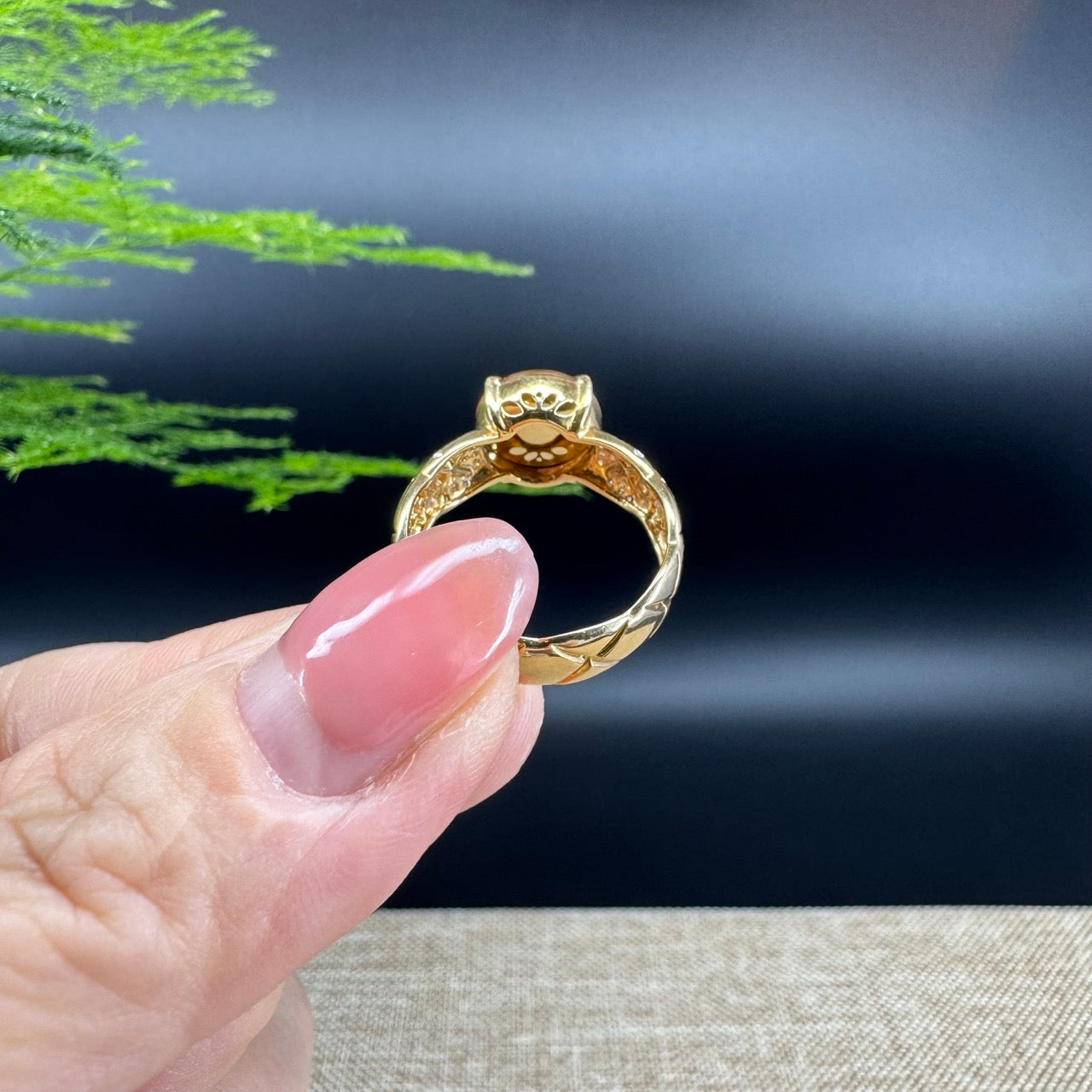 RealJade® "Signature Signet" 18K Yellow Gold Honey Yellow Jadeite Jade Classic Ring