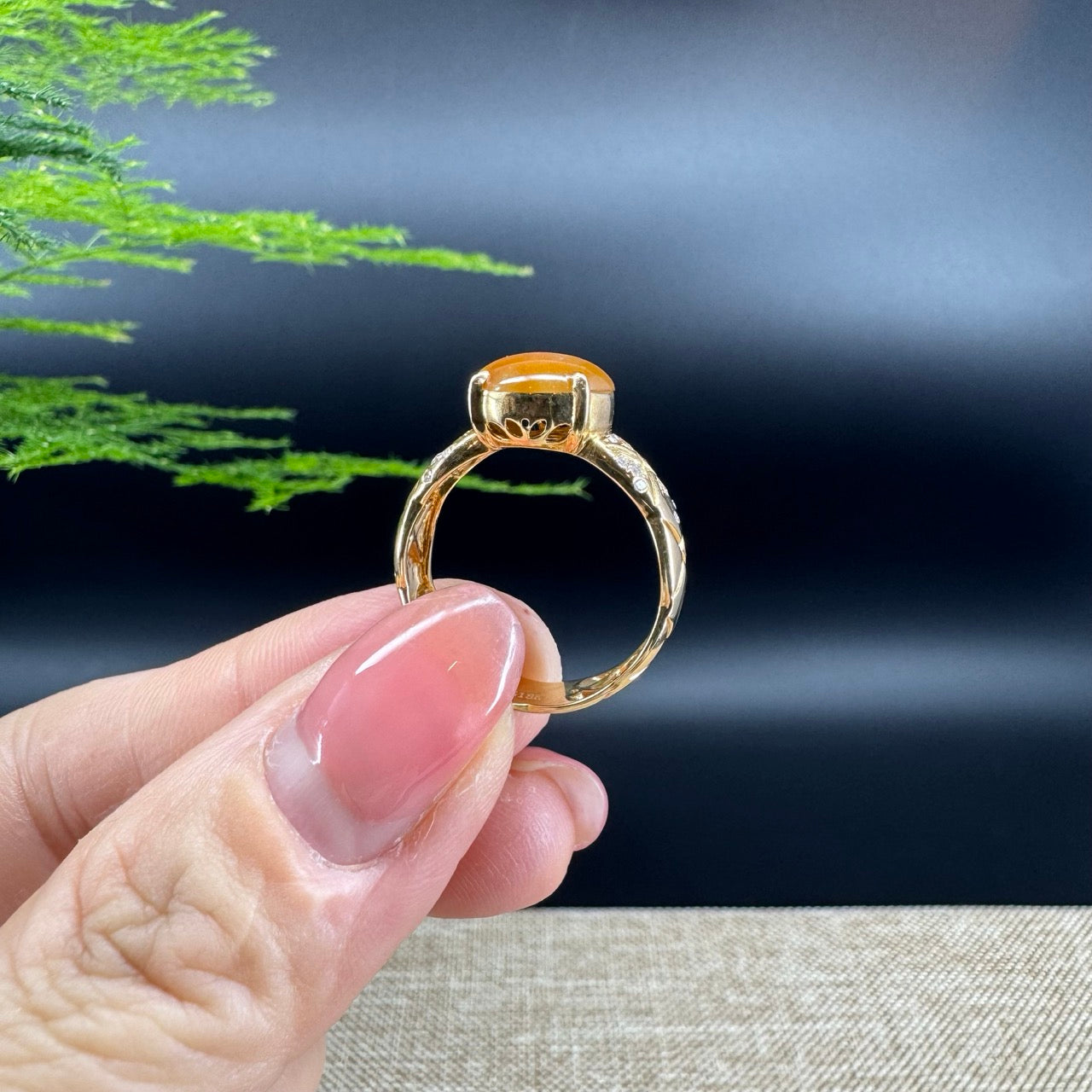 RealJade® "Signature Signet" 18K Yellow Gold Honey Yellow Jadeite Jade Classic Ring