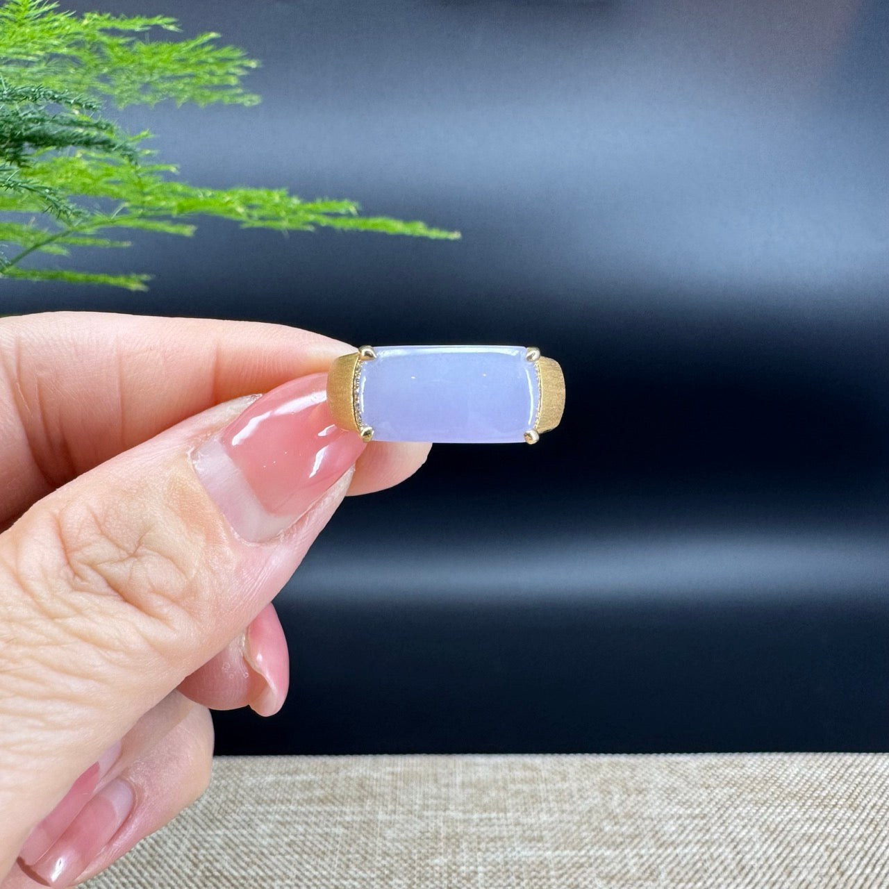 RealJade® "Signature Signet" 18K Yellow Gold  Lavender Jadeite Jade Ring