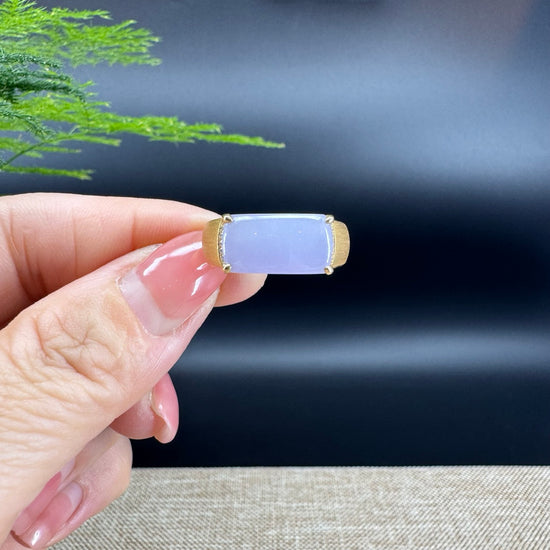RealJade® "Signature Signet" 18K Yellow Gold  Lavender Jadeite Jade Ring