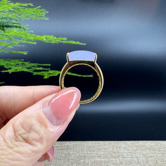 RealJade® "Signature Signet" 18K Yellow Gold  Lavender Jadeite Jade Ring