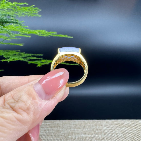 RealJade® "Signature Signet" 18K Yellow Gold  Lavender Jadeite Jade Ring