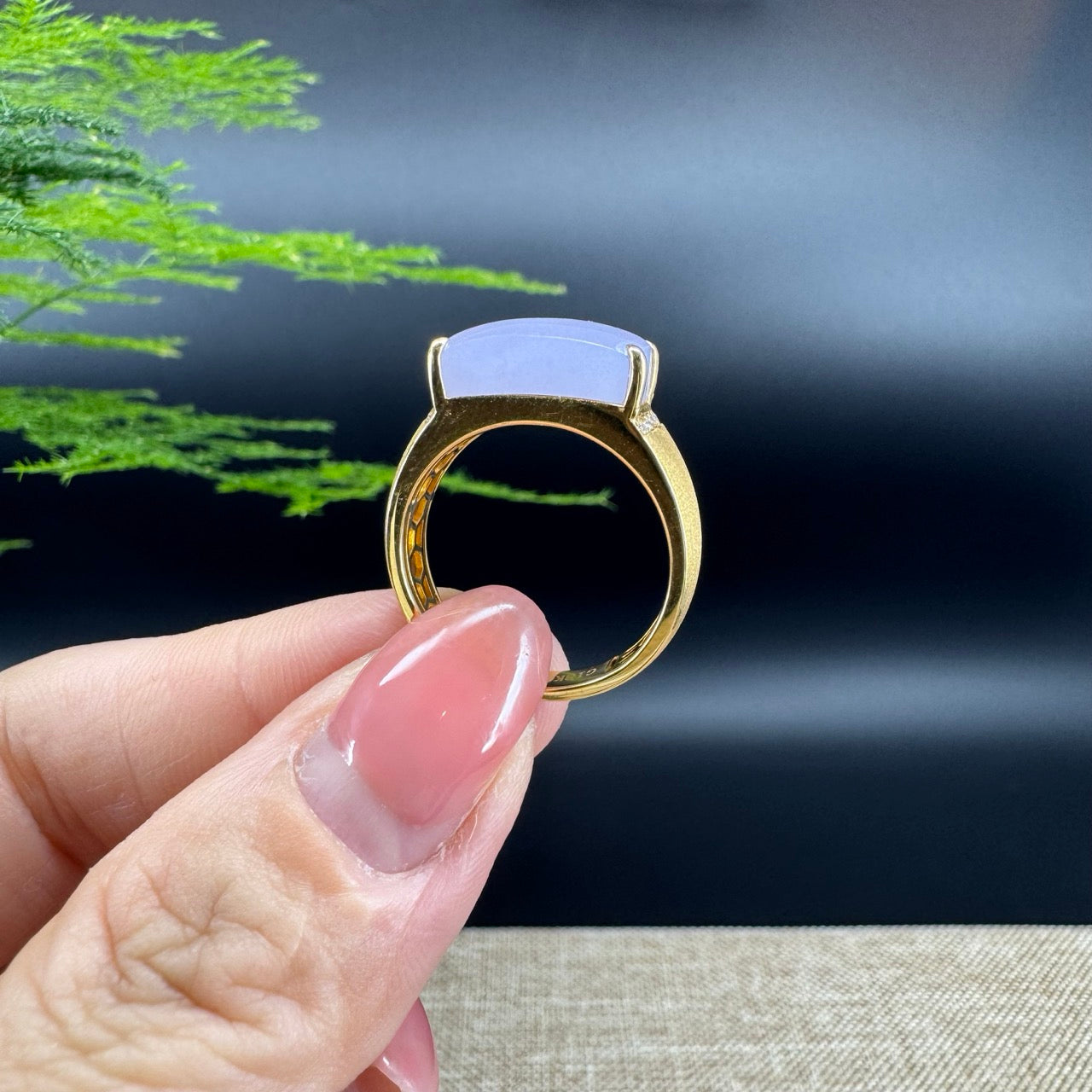 RealJade® "Signature Signet" 18K Yellow Gold  Lavender Jadeite Jade Ring