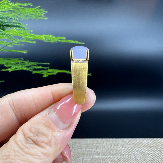 RealJade® "Signature Signet" 18K Yellow Gold  Lavender Jadeite Jade Ring