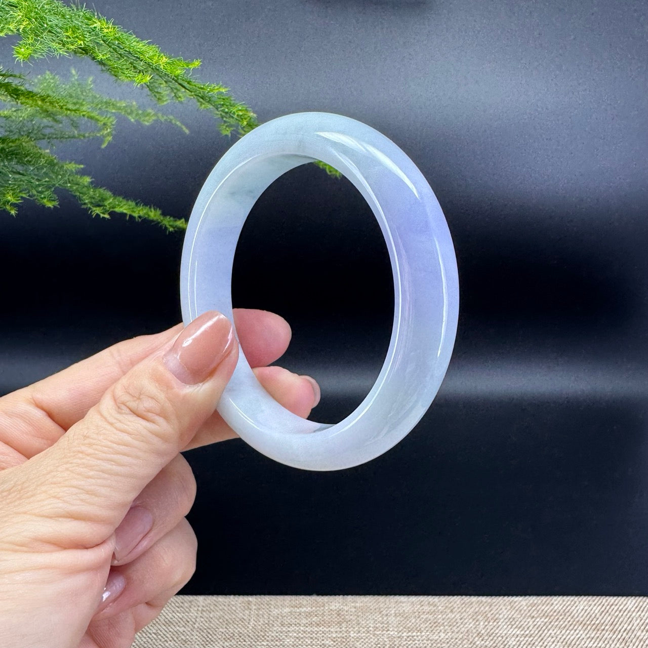 Genuine Burmese Lavender Green Jade Jadeite Bangle Bracelet ( 56mm )