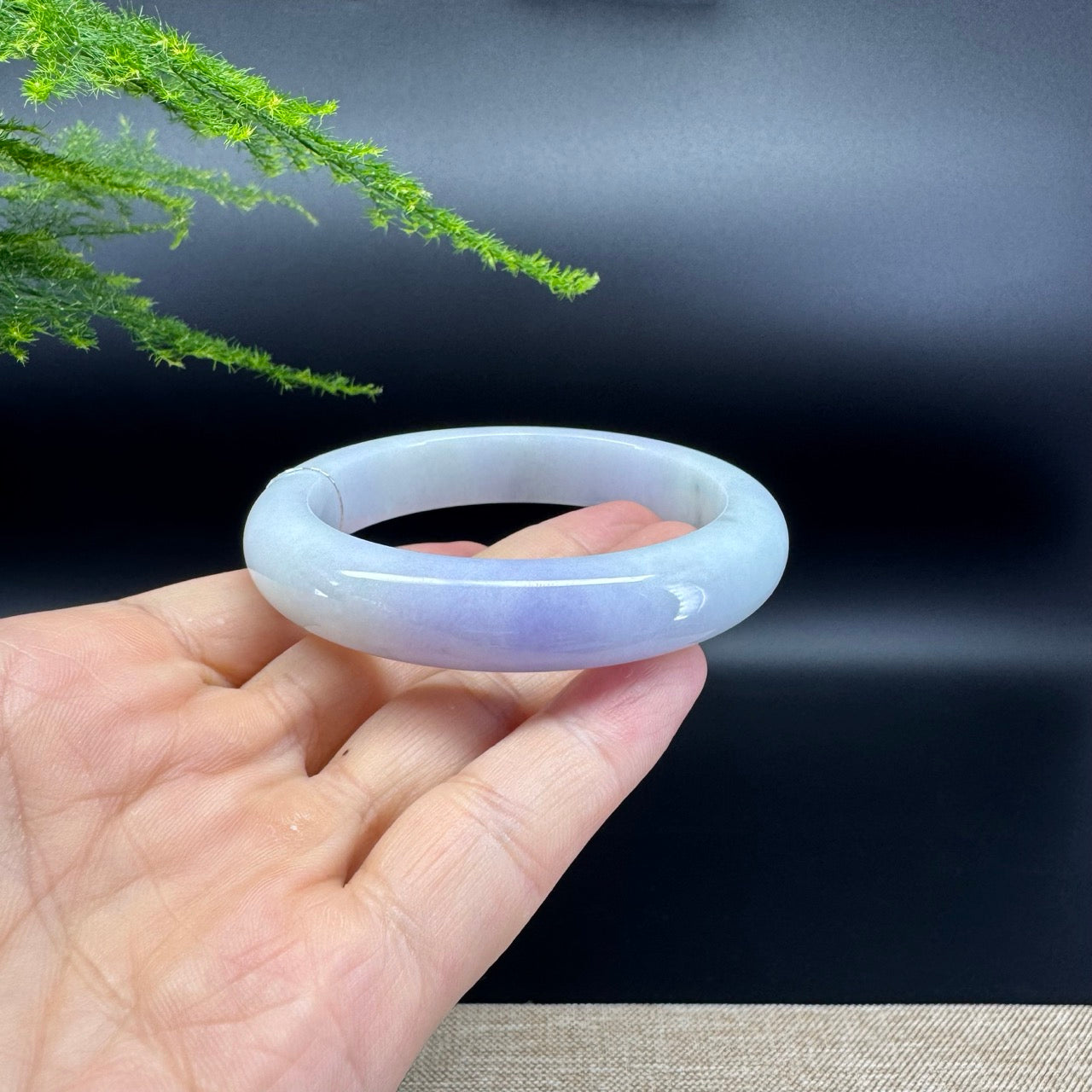 Genuine Burmese Lavender Green Jade Jadeite Bangle Bracelet ( 56mm )