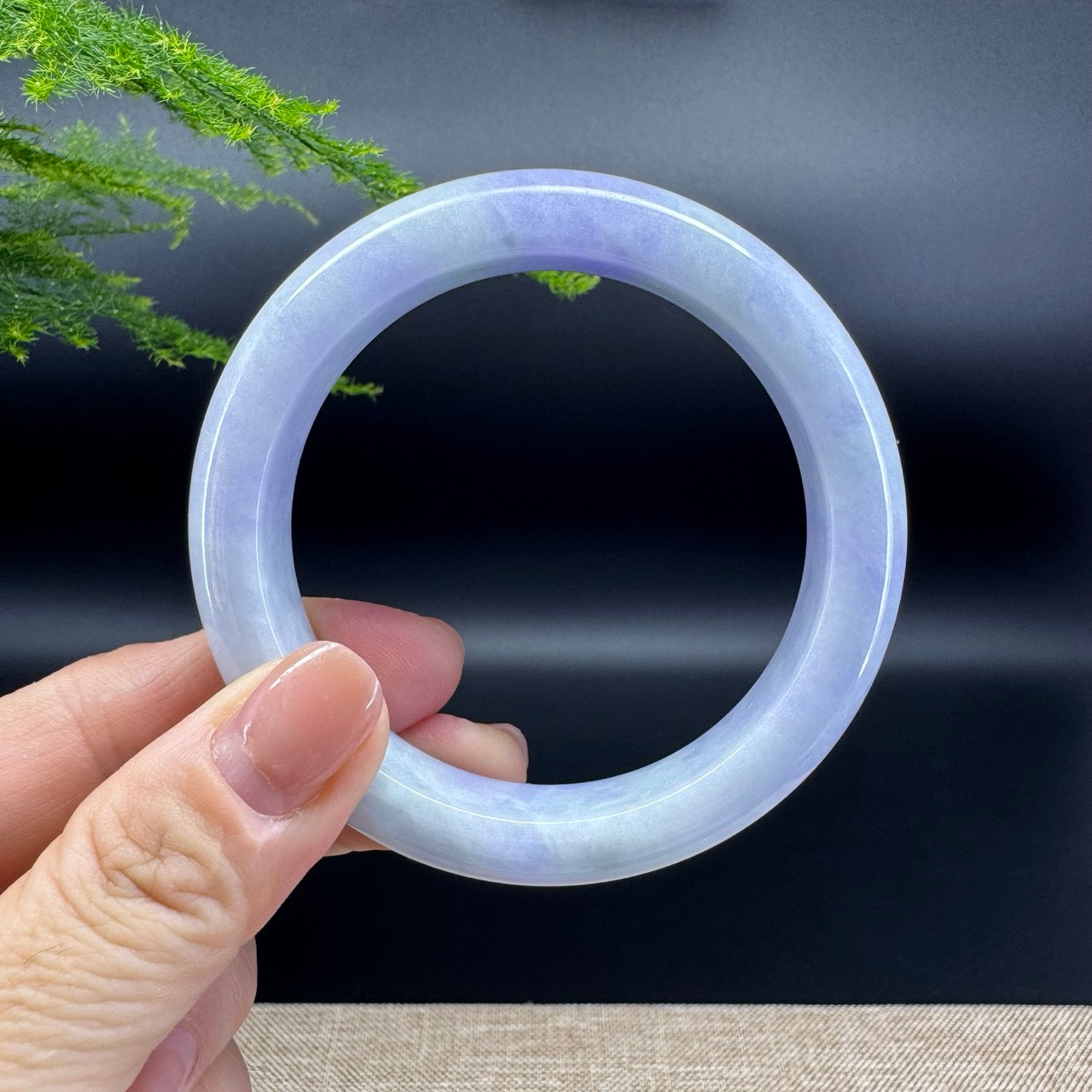 Genuine Burmese Lavender Jade Jadeite Bangle Bracelet (56.9mm)