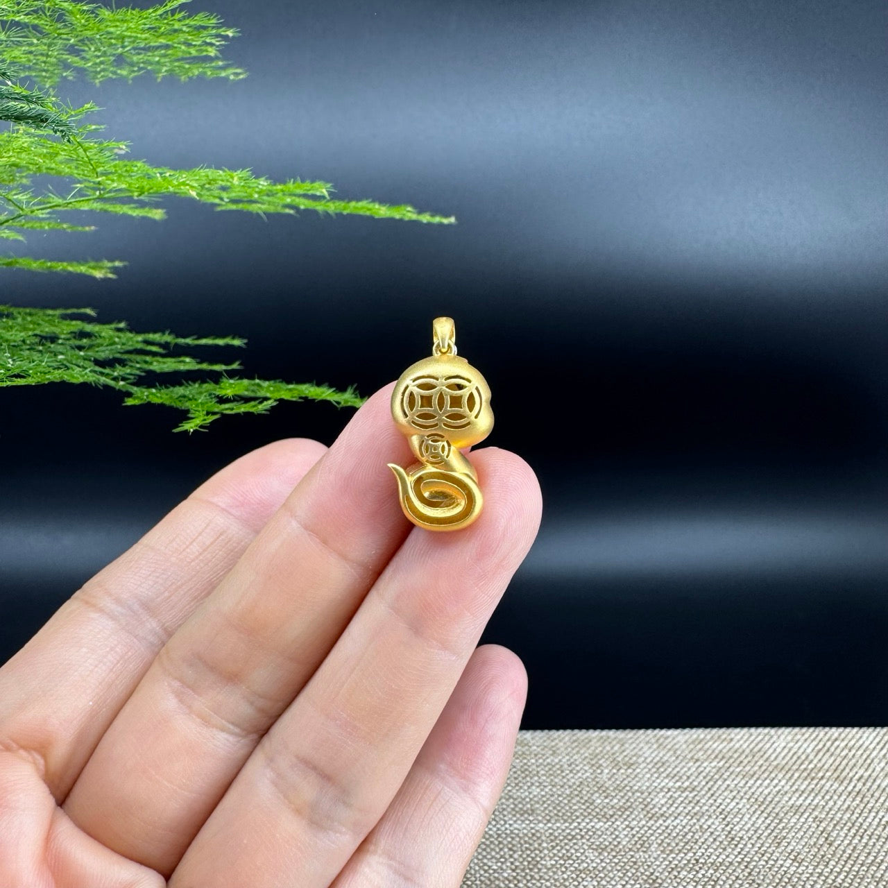 RealJade®  12 Zodiac: 18k Yellow Gold Snake Pendant Necklace with Green Imperial Jade & Diamonds