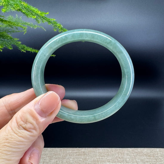 Genuine Burmese Oil Green Jade Jadeite Bangle Bracelet ( 56.8*50.8mm )