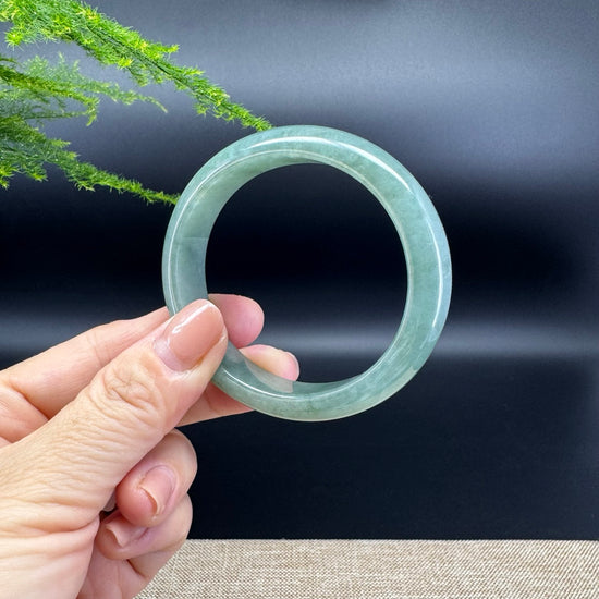 Genuine Burmese Oil Green Jade Jadeite Bangle Bracelet ( 56.8*50.8mm )