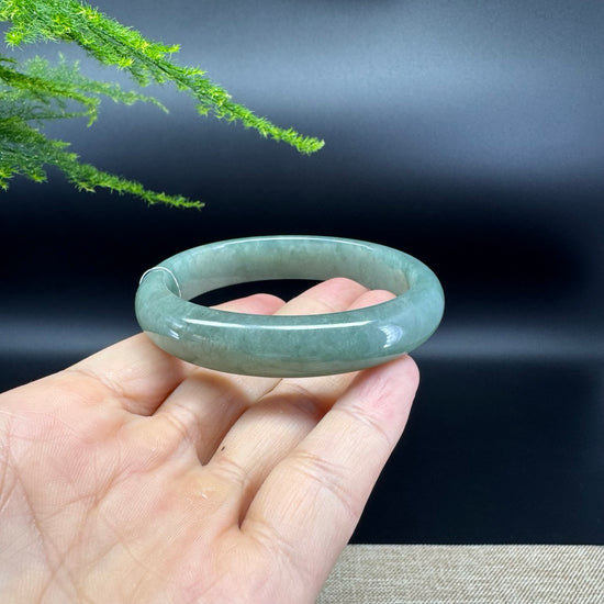 Genuine Burmese Oil Green Jade Jadeite Bangle Bracelet ( 56.8*50.8mm )