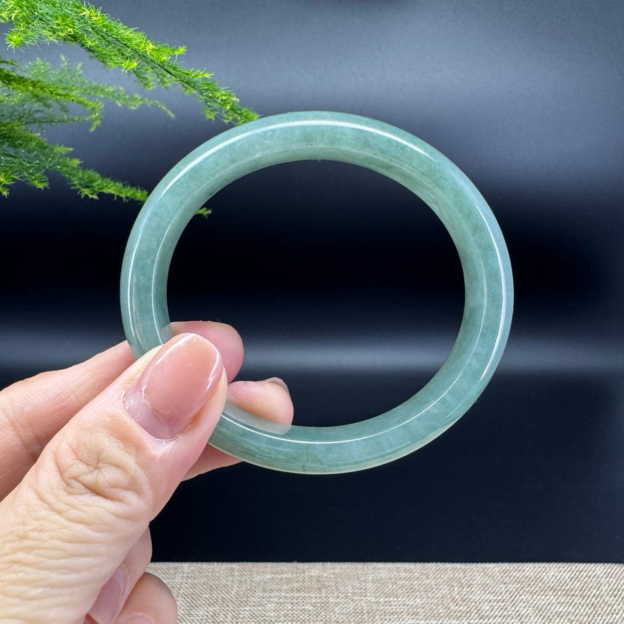 Genuine Burmese Oil Green Jade Jadeite Bangle Bracelet ( 56.8*50.8mm )