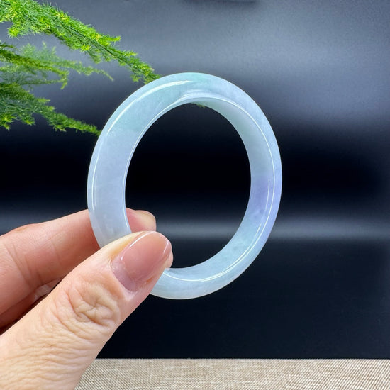 Genuine Burmese Lavender Green Jade Jadeite Bangle Bracelet (56.4mm)