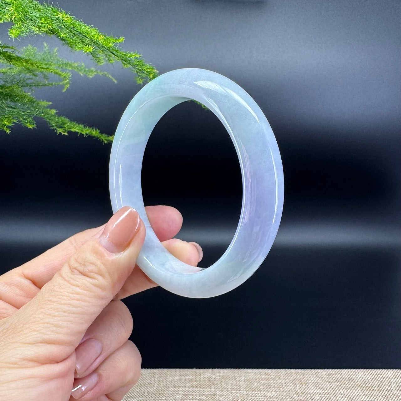 Genuine Burmese Lavender Green Jade Jadeite Bangle Bracelet (56.4mm)