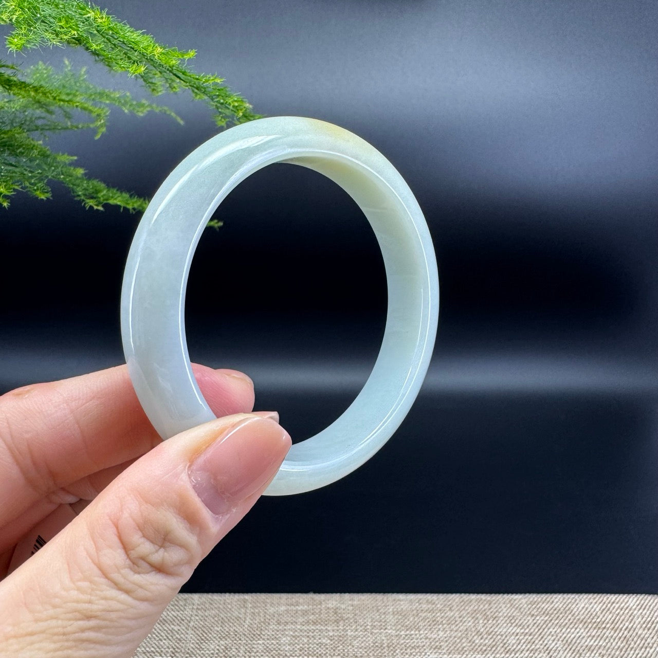 Genuine Burmese Yellow Green Jade Jadeite Bangle Bracelet ( 56.9mm )