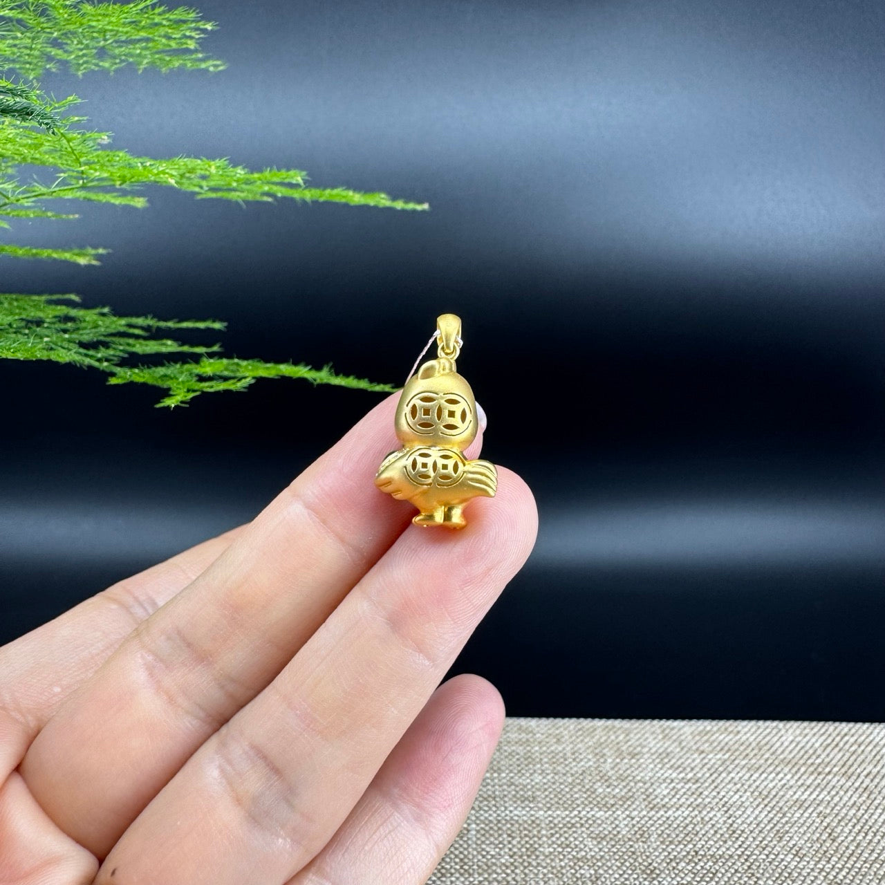 RealJade®  12 Zodiac: 18k Yellow Gold Rooster Pendant Necklace with Green Imperial Jade & Diamonds