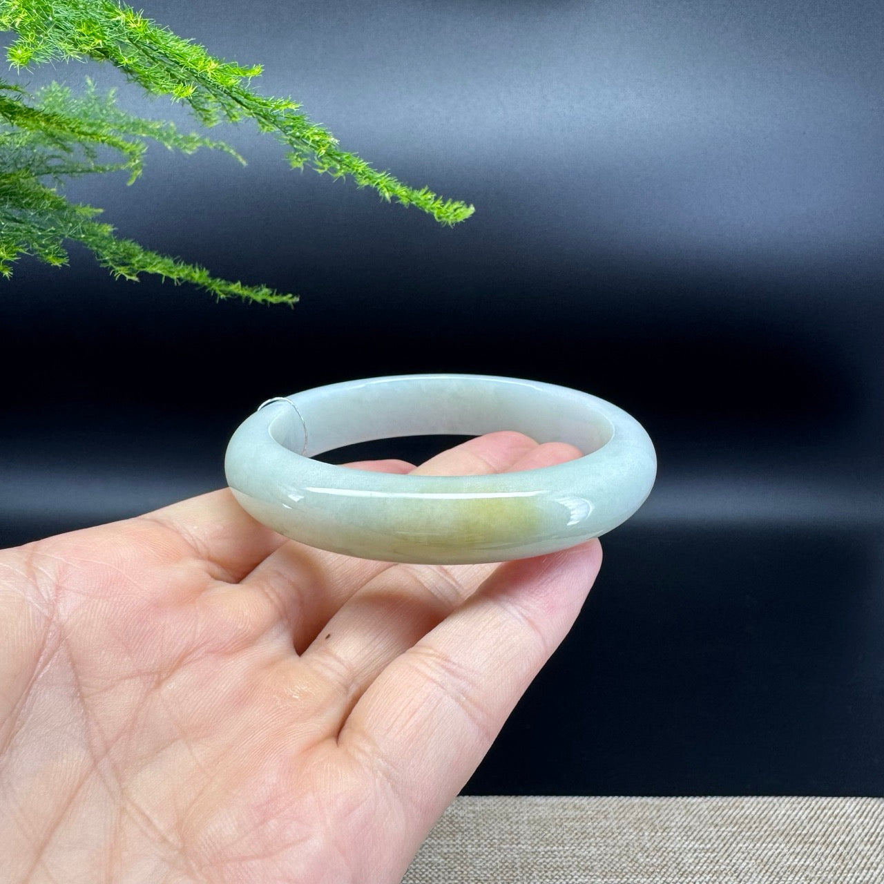 Genuine Burmese Yellow Green Jade Jadeite Bangle Bracelet ( 56.9mm )