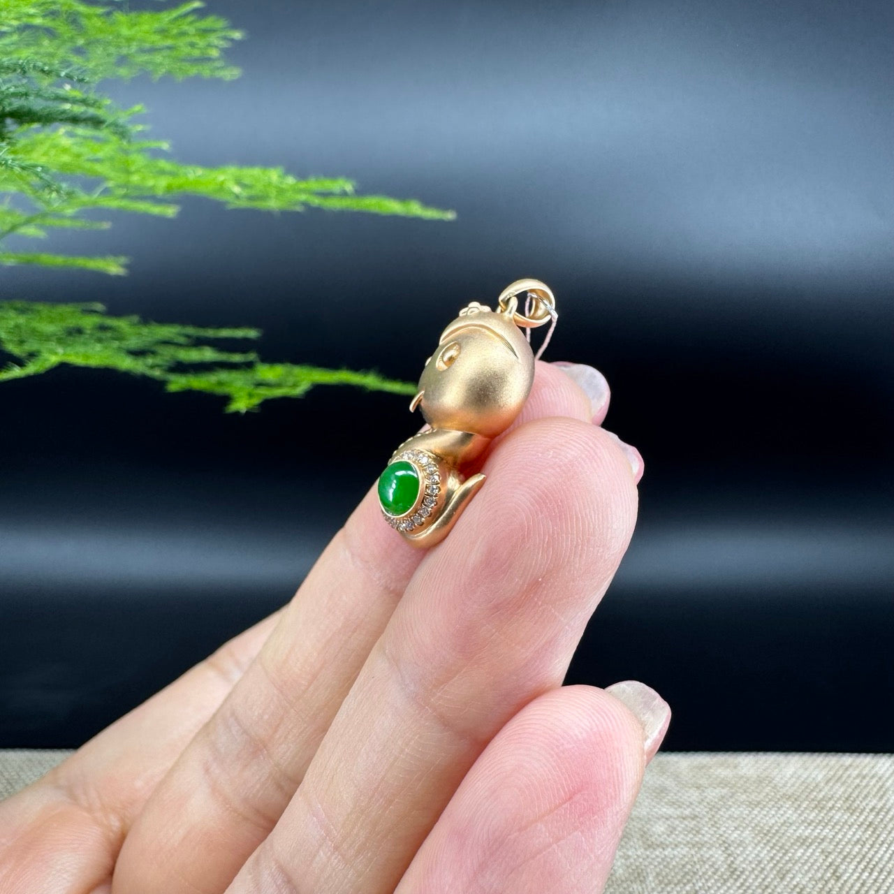 RealJade®  12 Zodiac: 18k Rose Gold Snake Pendant Necklace with Green Imperial Jade & Diamonds