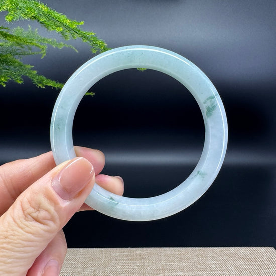 Genuine Burmese Icy Green Jade Jadeite Bangle Bracelet ( 56.7mm )