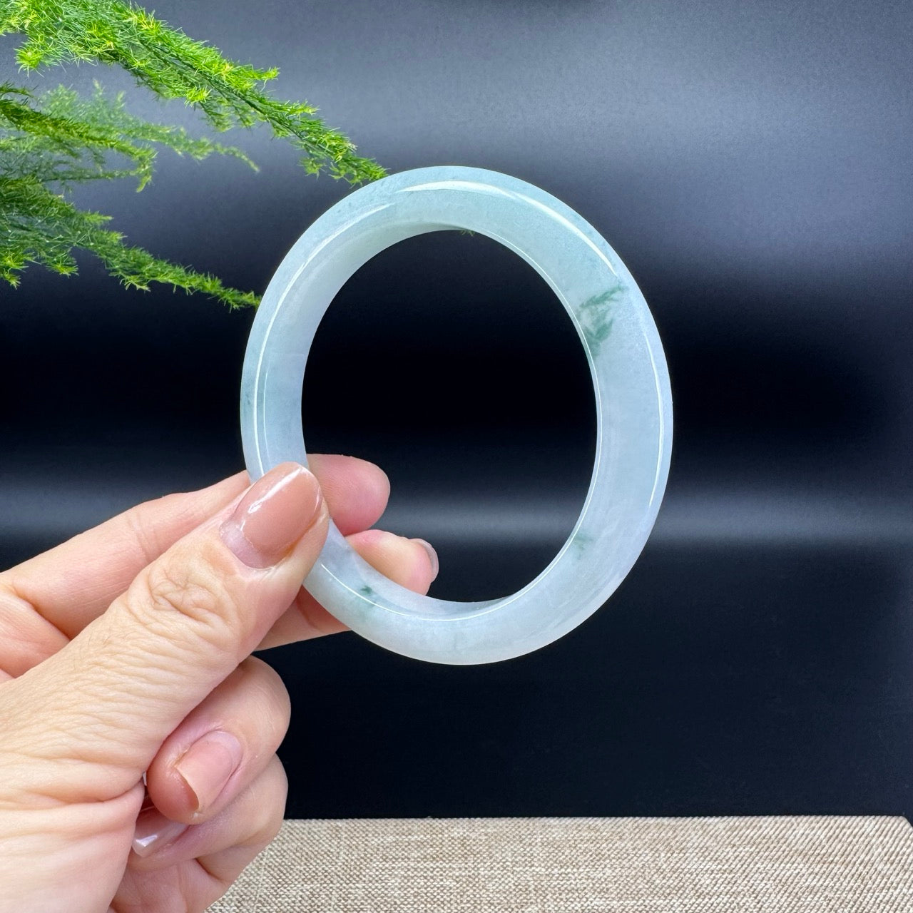 Genuine Burmese Icy Green Jade Jadeite Bangle Bracelet ( 56.7mm )