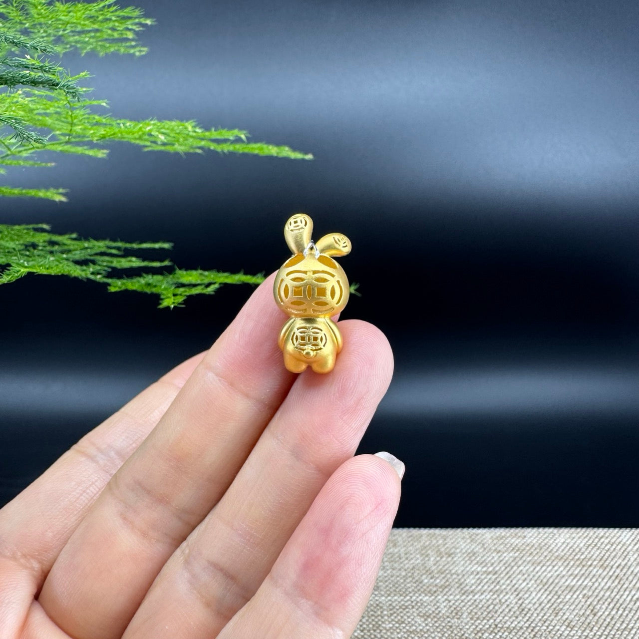 RealJade®  12 Zodiac: 18k Yellow Gold Rabbit Pendant Necklace with Green Imperial Jade & Diamonds