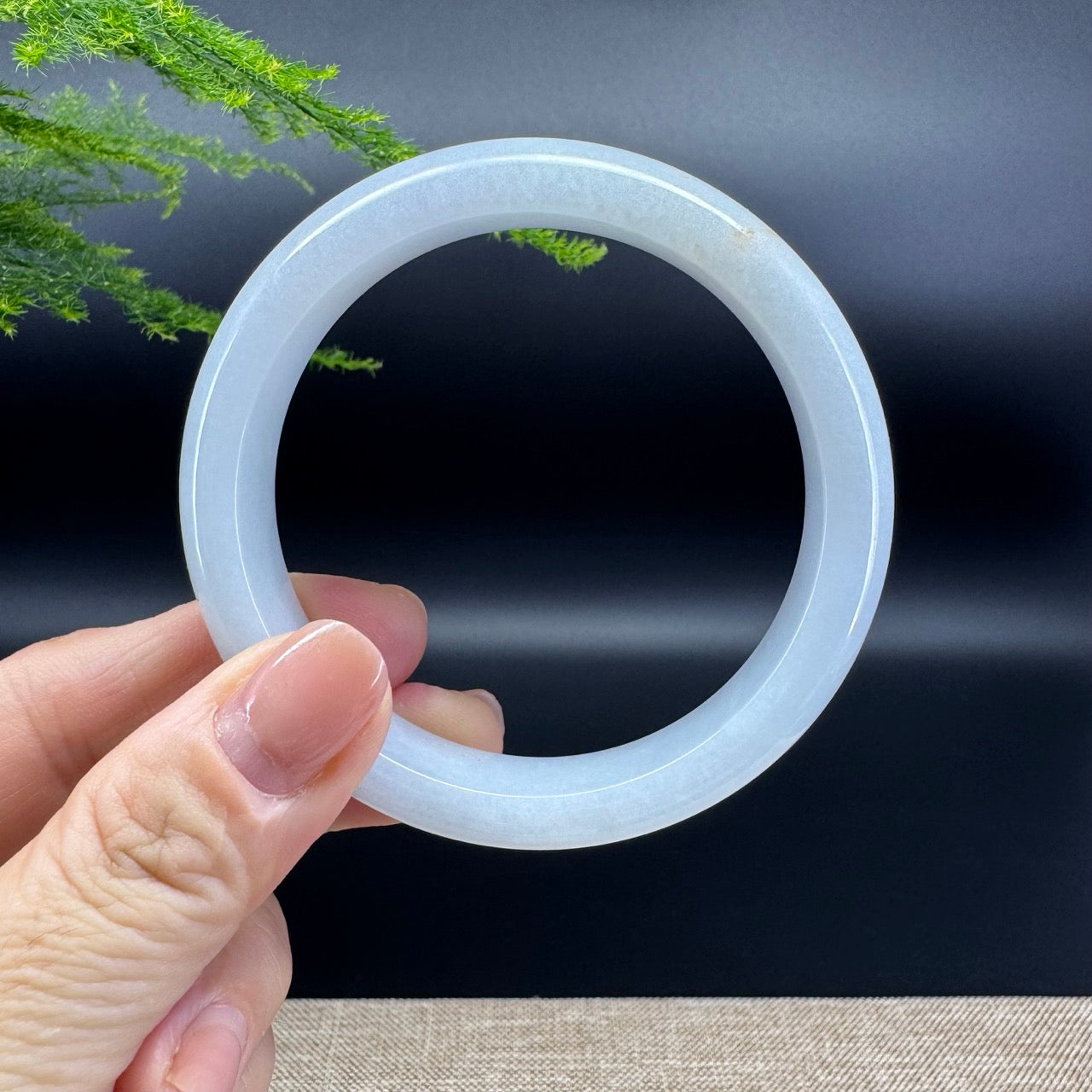 Genuine Burmese Lavender Green Jade Jadeite Bangle Bracelet ( 56.7mm )