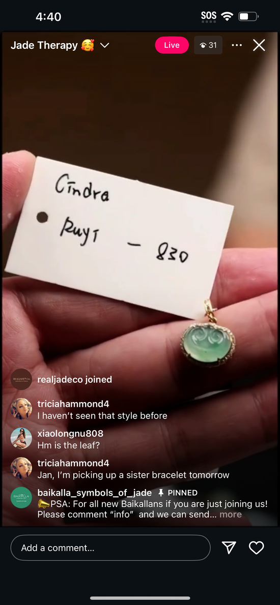 "Live" Baikalla Natural Green Ruyi Jadeite Jade (11/10/25)