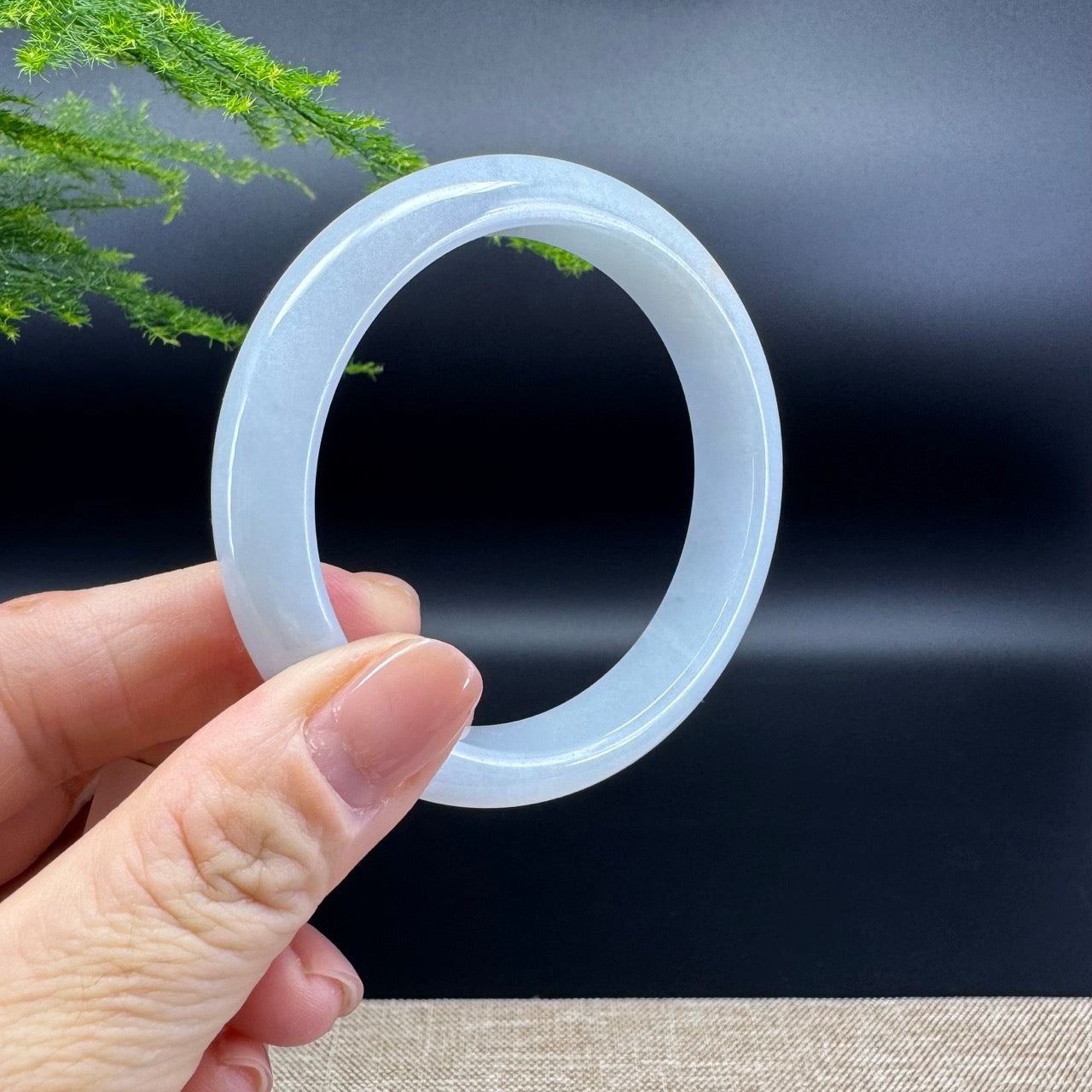 Genuine Burmese Lavender Green Jade Jadeite Bangle Bracelet ( 56.7mm )