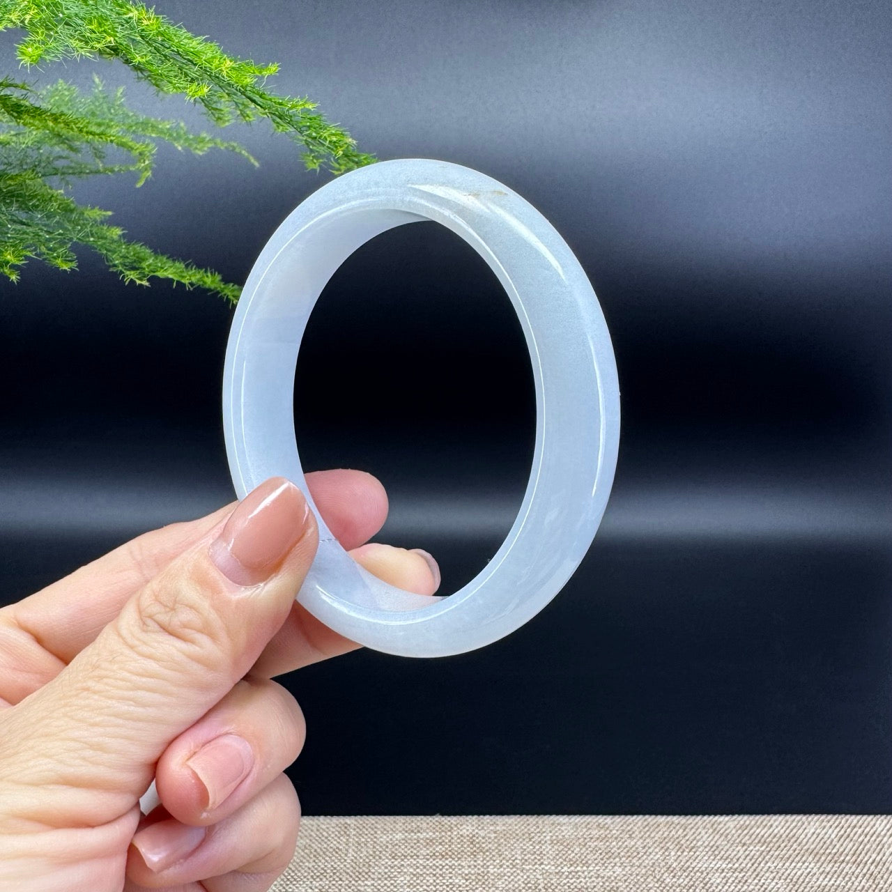 Genuine Burmese Lavender Green Jade Jadeite Bangle Bracelet ( 56.7mm )