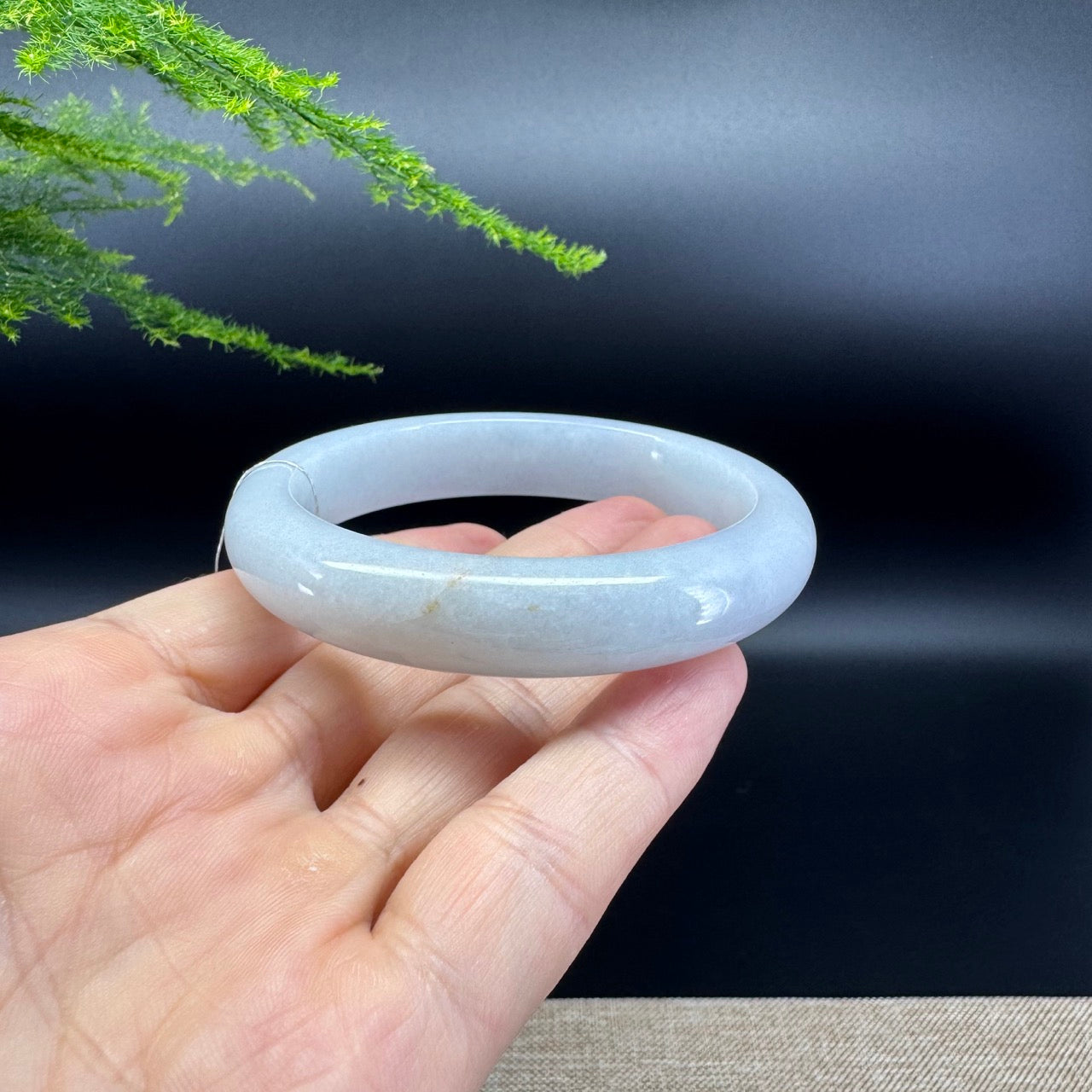 Genuine Burmese Lavender Green Jade Jadeite Bangle Bracelet ( 56.7mm )