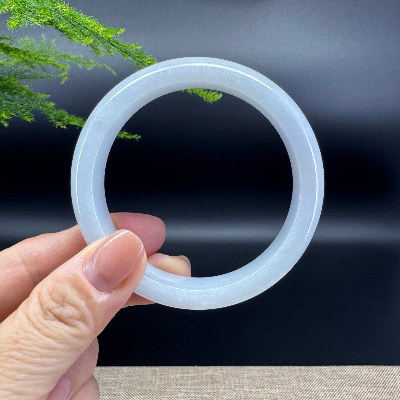 Genuine Burmese Lavender Green Jade Jadeite Bangle Bracelet ( 56.7mm )