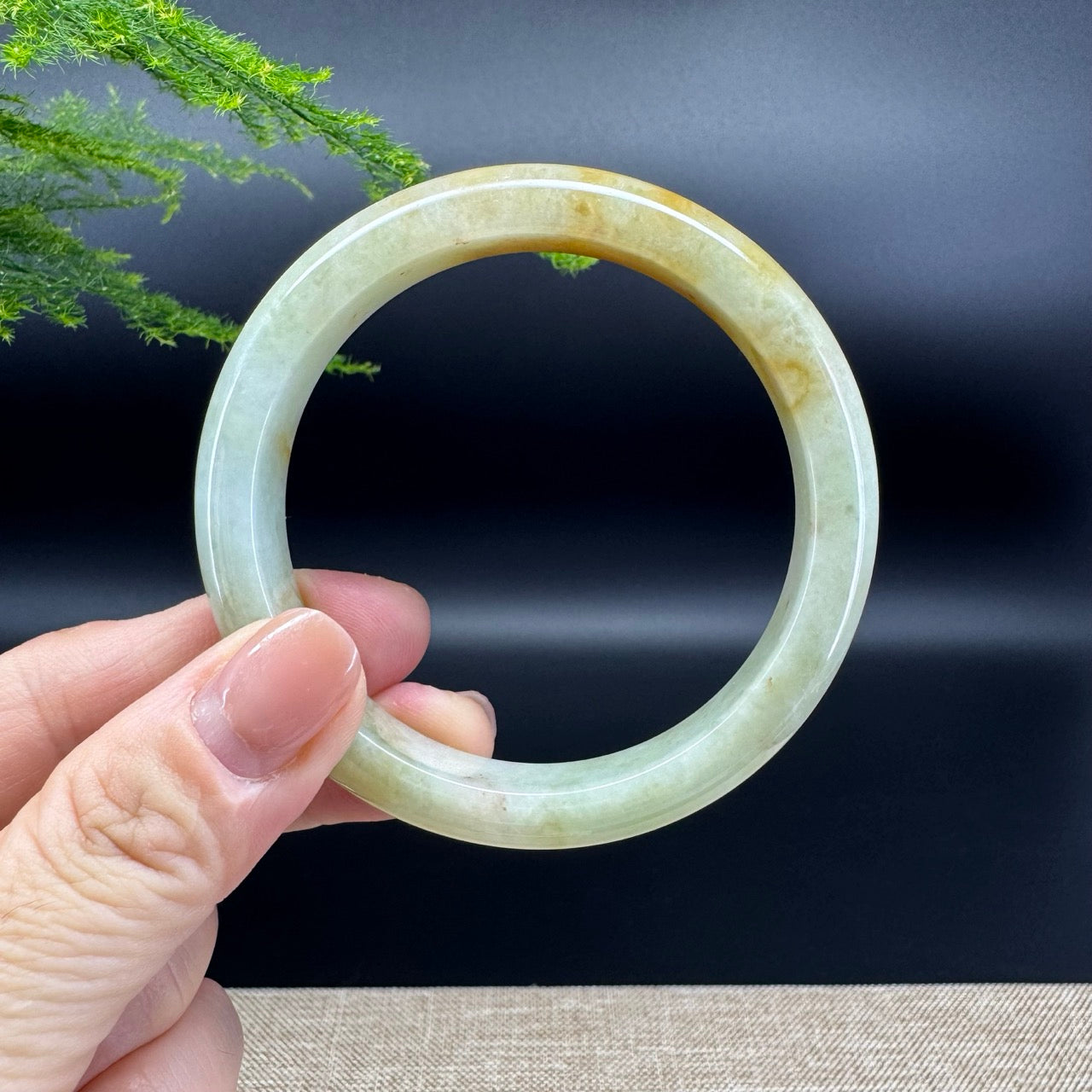 Genuine Burmese Yellow Green Jade Jadeite Bangle Bracelet ( 56.2mm )