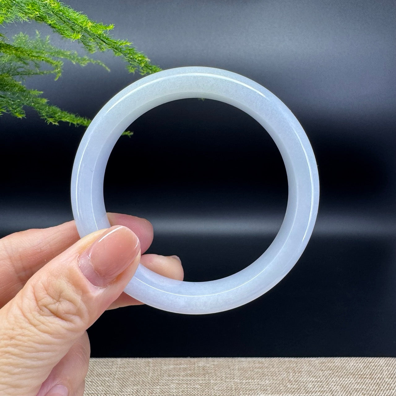 Genuine Burmese Lavender Green Jade Jadeite Bangle Bracelet ( 56.7mm )