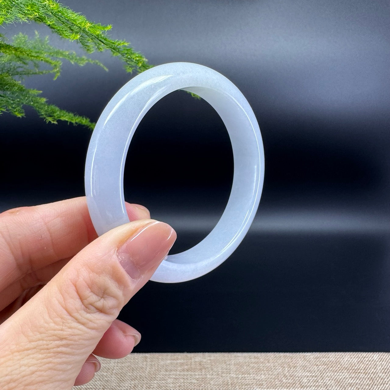 Genuine Burmese Lavender Green Jade Jadeite Bangle Bracelet ( 56.7mm )