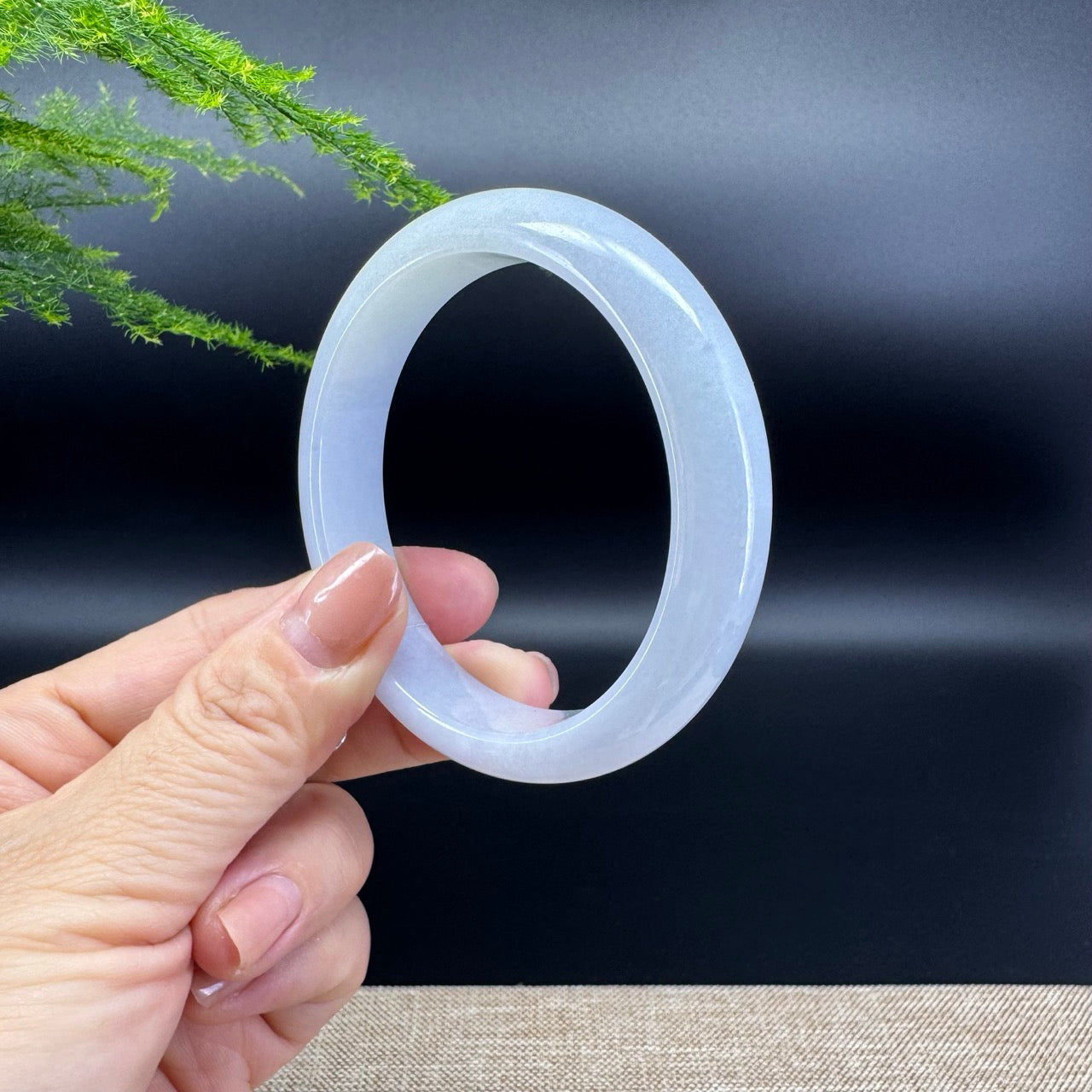 Genuine Burmese Lavender Green Jade Jadeite Bangle Bracelet ( 56.7mm )