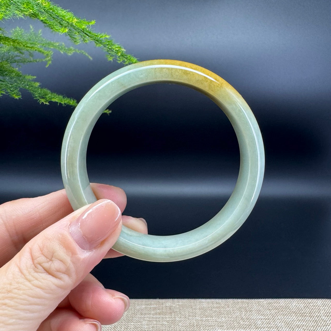 Genuine Burmese Yellow Green Jade Jadeite Bangle Bracelet ( 56.9mm )