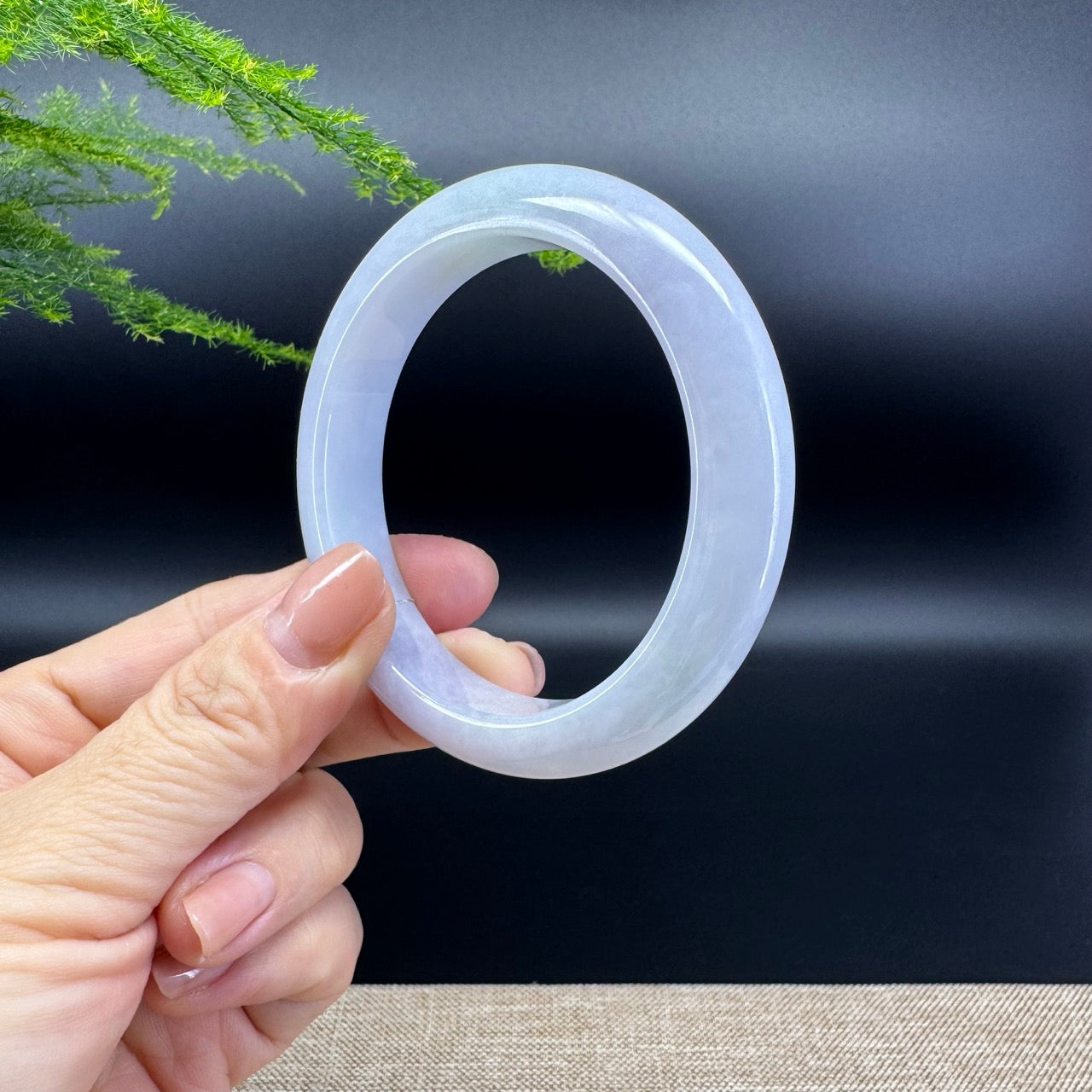 Genuine Burmese Lavender Green Jade Jadeite Bangle Bracelet ( 56.4mm )