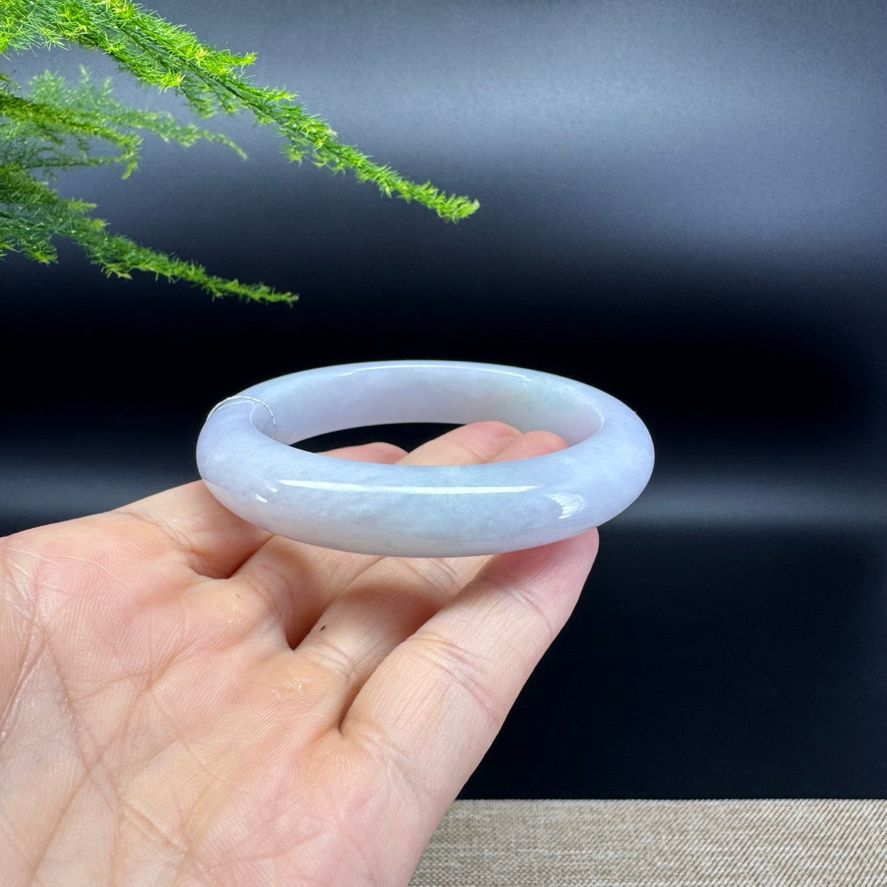 Genuine Burmese Lavender Green Jade Jadeite Bangle Bracelet ( 56.4mm )