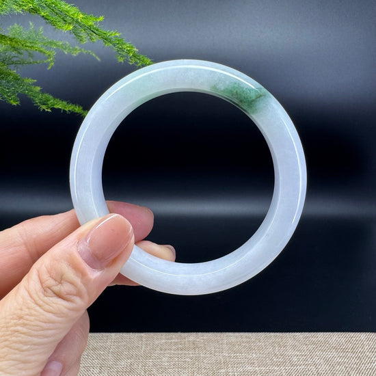 Genuine Burmese White Green Jade Jadeite Bangle Bracelet ( 56.7mm )