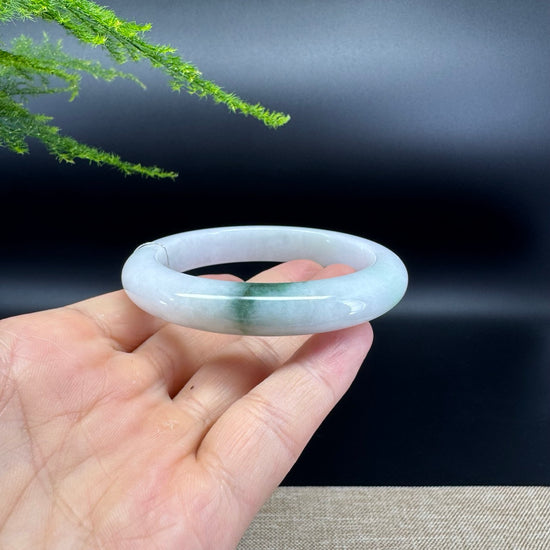 Genuine Burmese White Green Jade Jadeite Bangle Bracelet ( 56.7mm )
