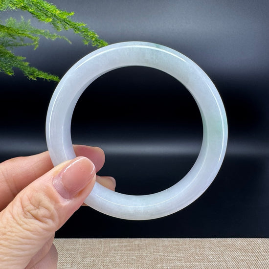 Genuine Burmese White Green Jade Jadeite Bangle Bracelet ( 56.7mm )