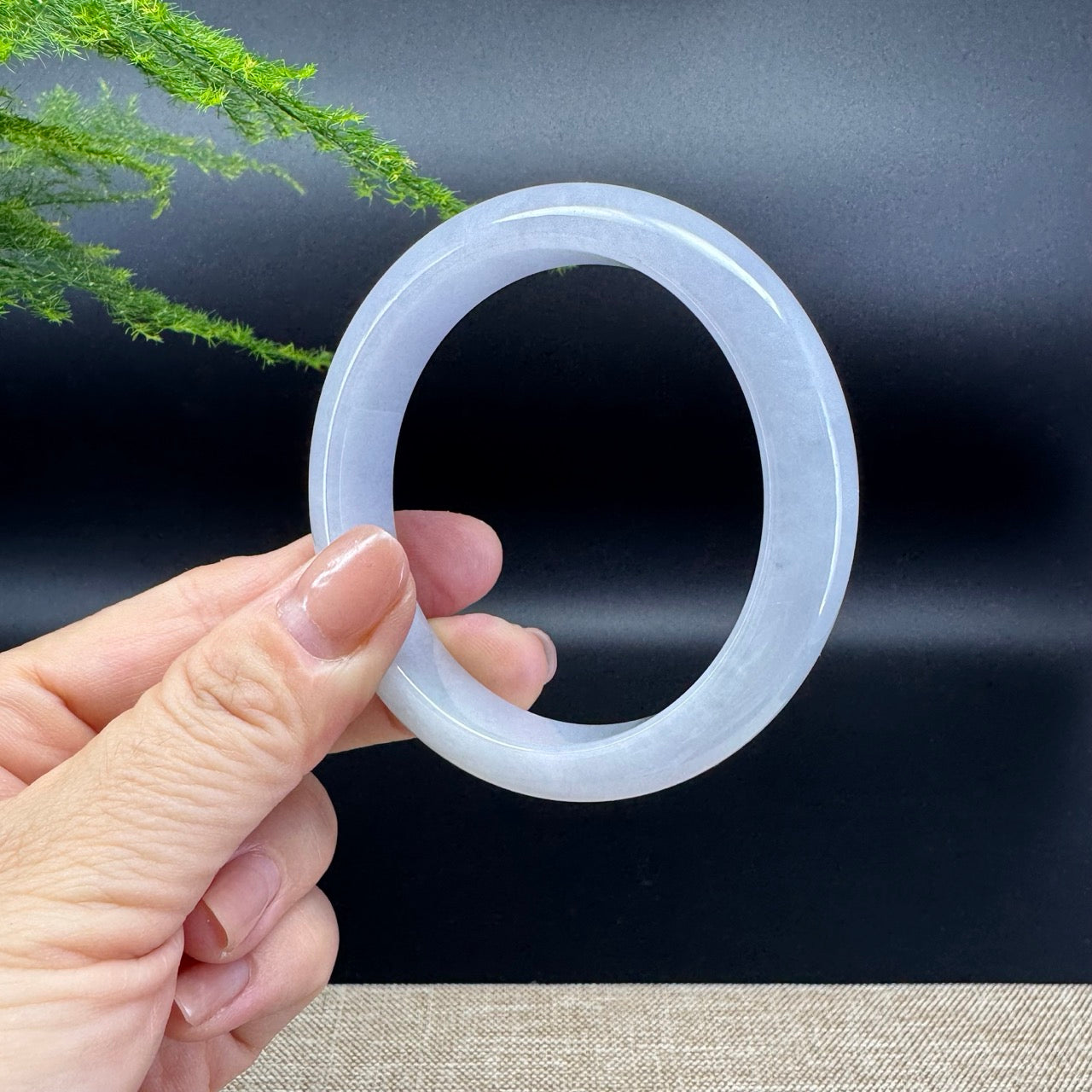 Genuine Burmese Lavender Green Jade Jadeite Bangle Bracelet ( 56.2mm )