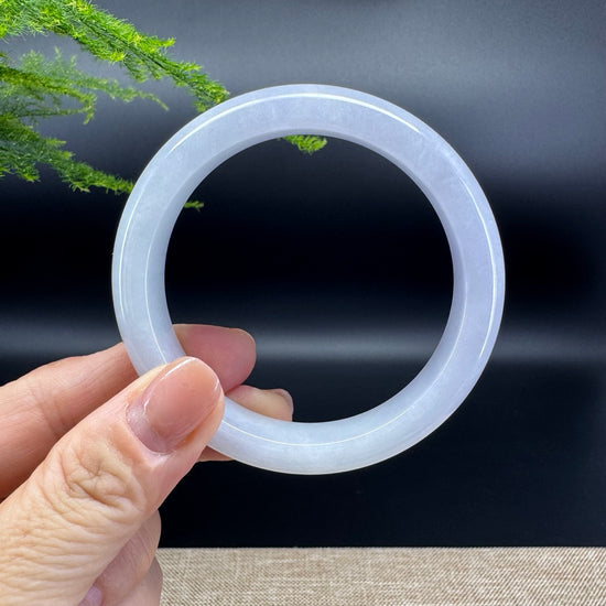 Genuine Burmese Lavender Green Jade Jadeite Bangle Bracelet ( 56.2mm )