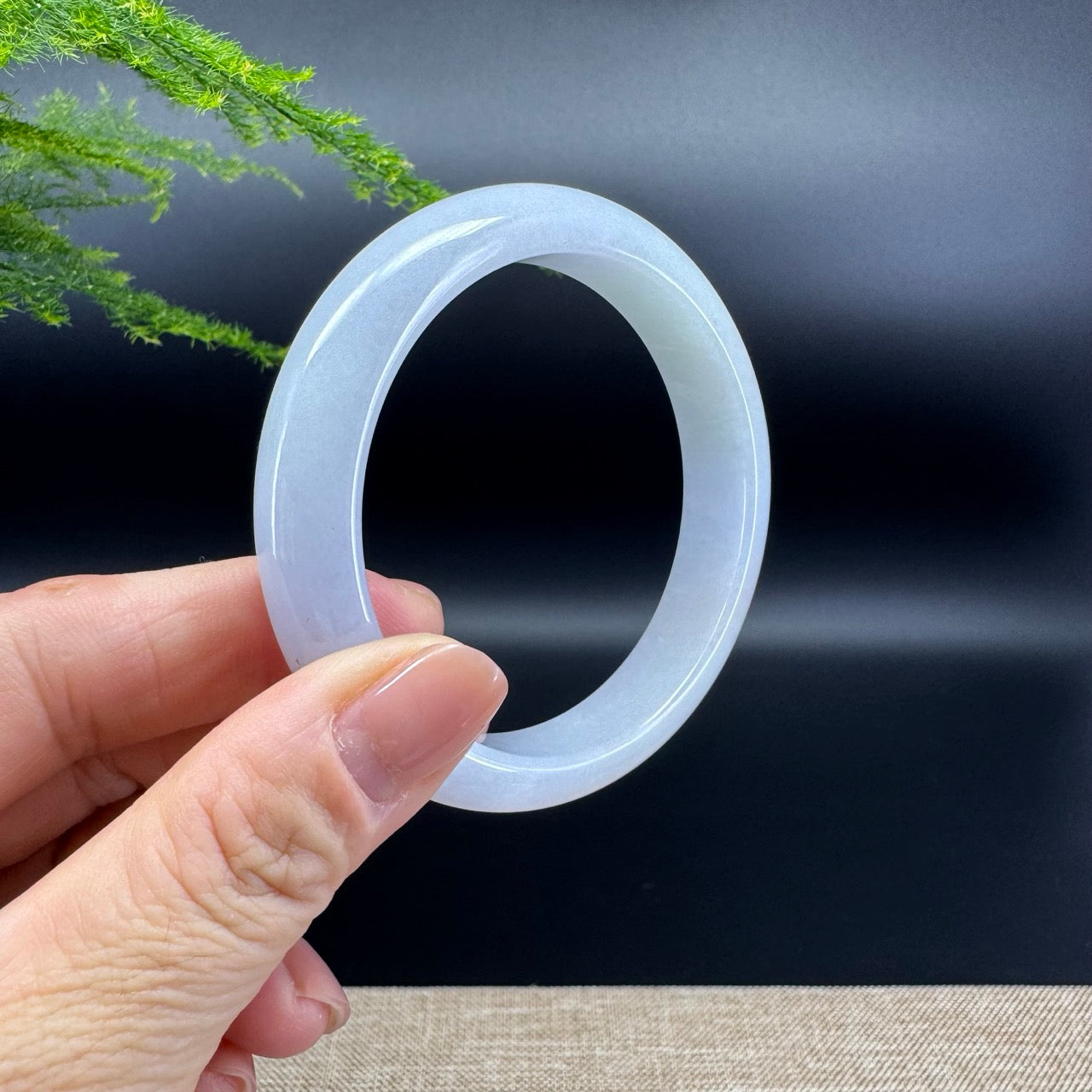 Genuine Burmese Lavender Green Jade Jadeite Bangle Bracelet ( 56.8mm )