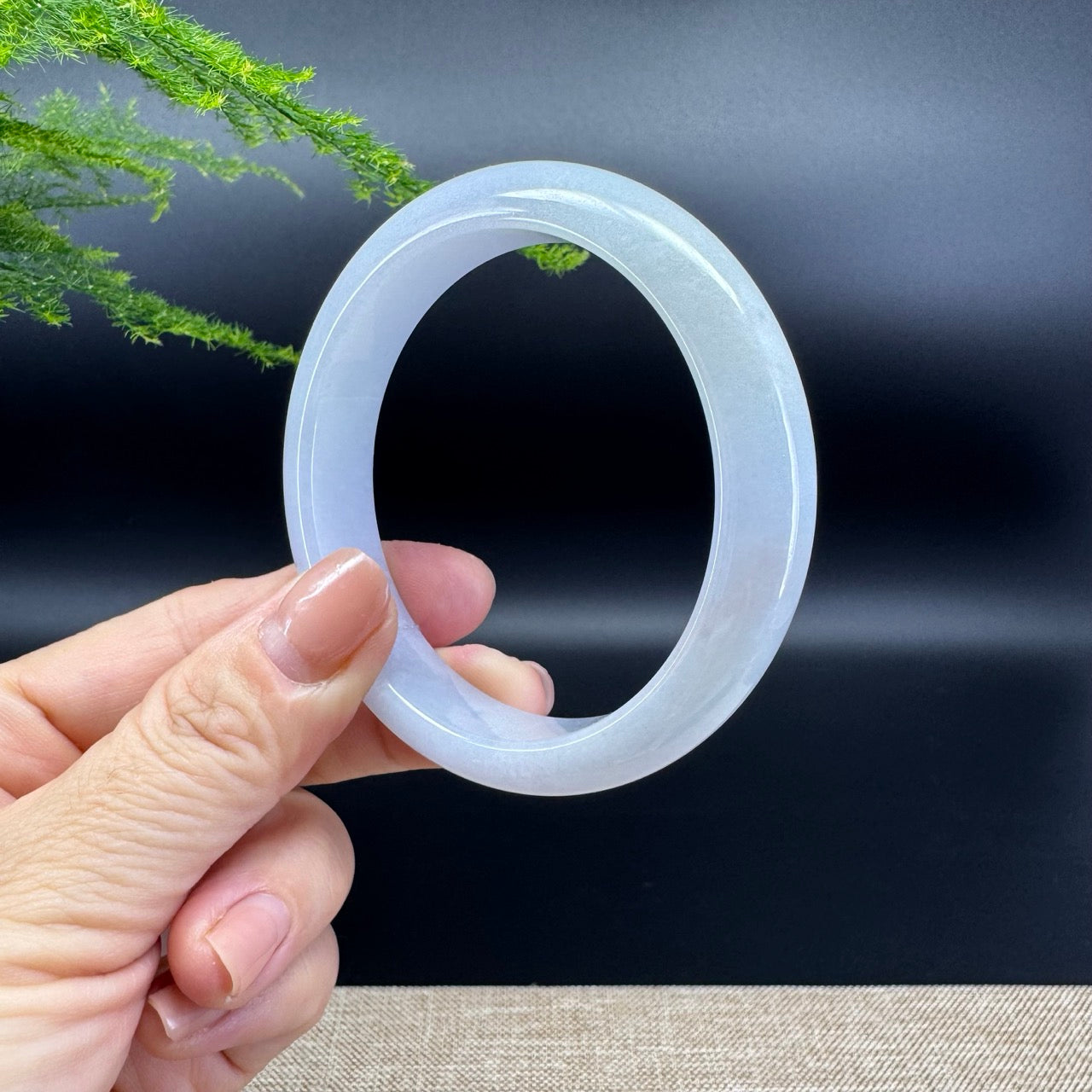 Genuine Burmese Lavender Green Jade Jadeite Bangle Bracelet ( 56.8mm )