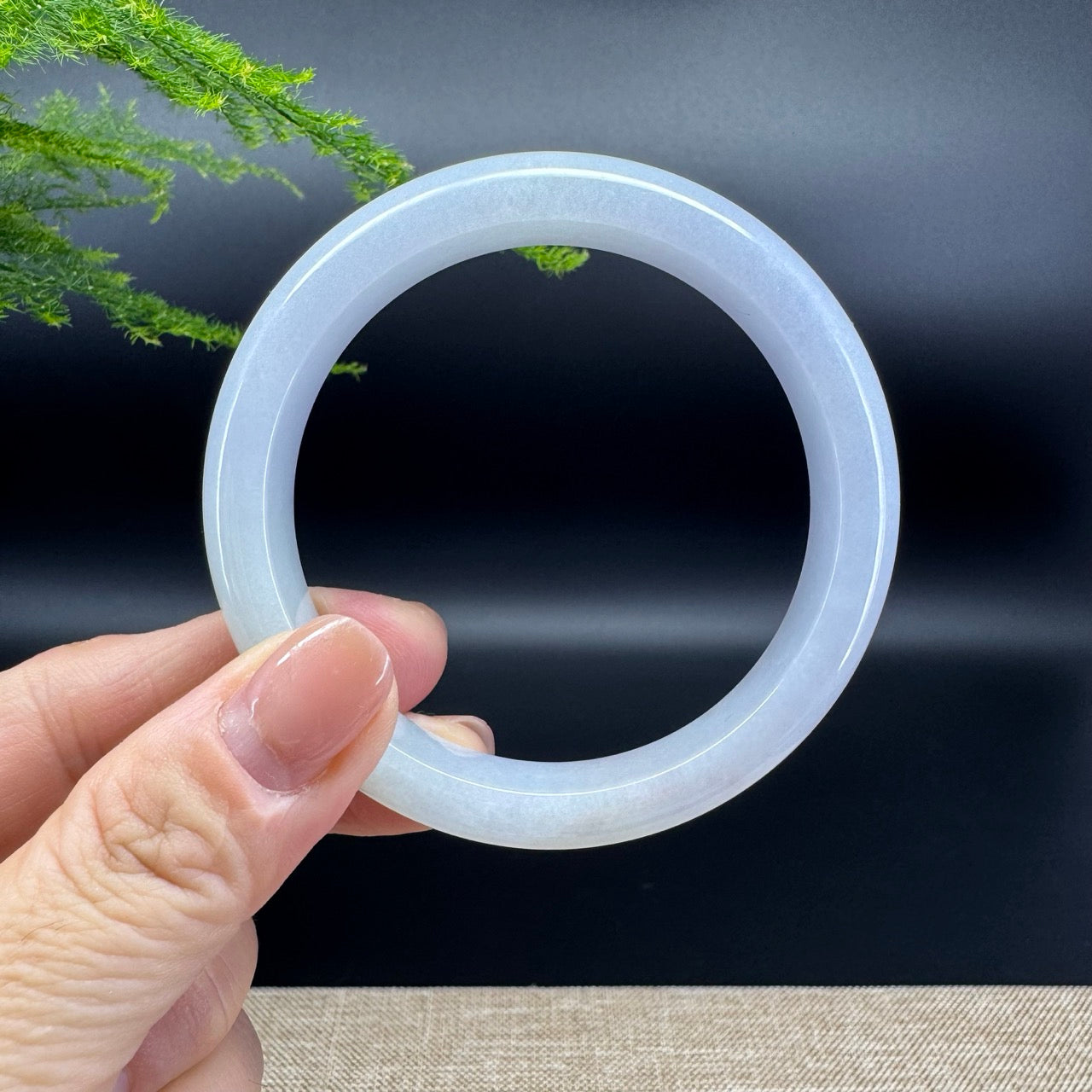 Genuine Burmese Lavender Green Jade Jadeite Bangle Bracelet ( 56.8mm )