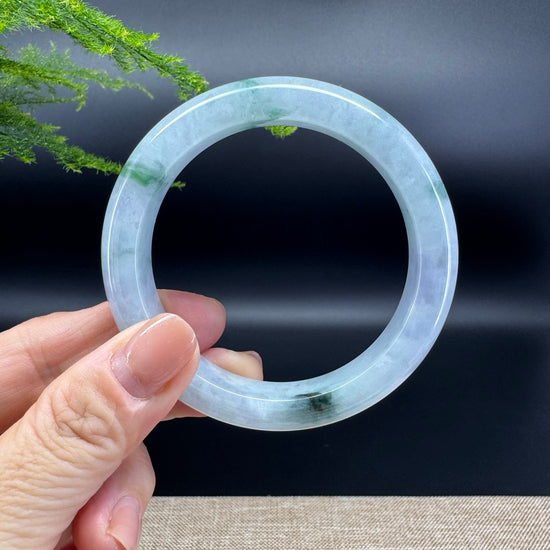 Genuine Burmese Lavender Green Jade Jadeite Bangle Bracelet ( 56.1mm )
